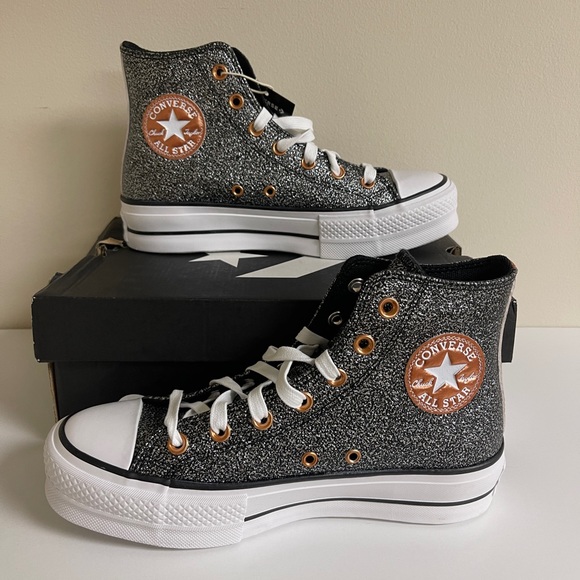 Converse Shoes - Women’s Converse All Star Chuck Taylor High Tops,  Black/Copper/White, Size 8